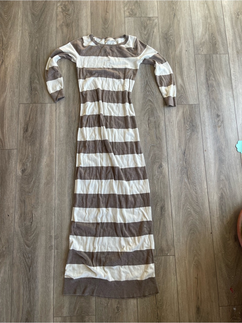 Women’s Striped Long Sleeve Cotton Maxi Dress